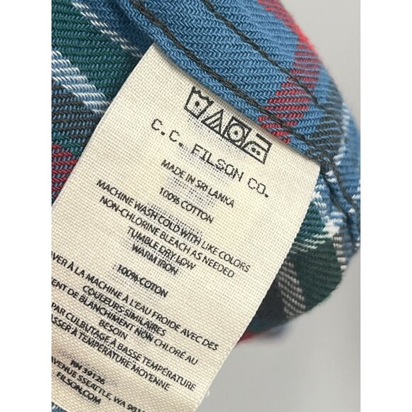 Filson Blue Flannel Plaid Button Down Shirt Sz Mens Large - Picture 4 of 5